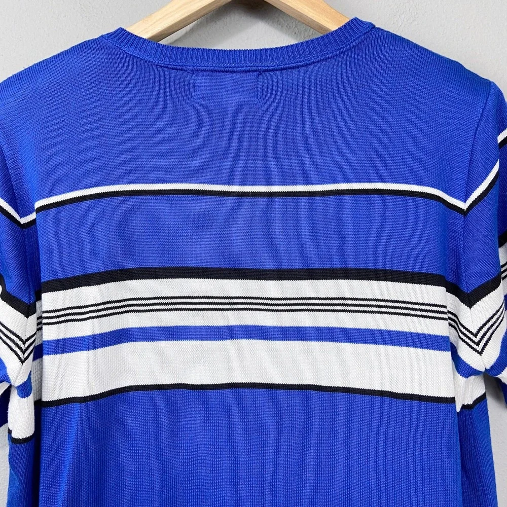 Vintage Alfred Dunner Twofer Cardigan Sweater Set Size L‎ Striped Blue Attached